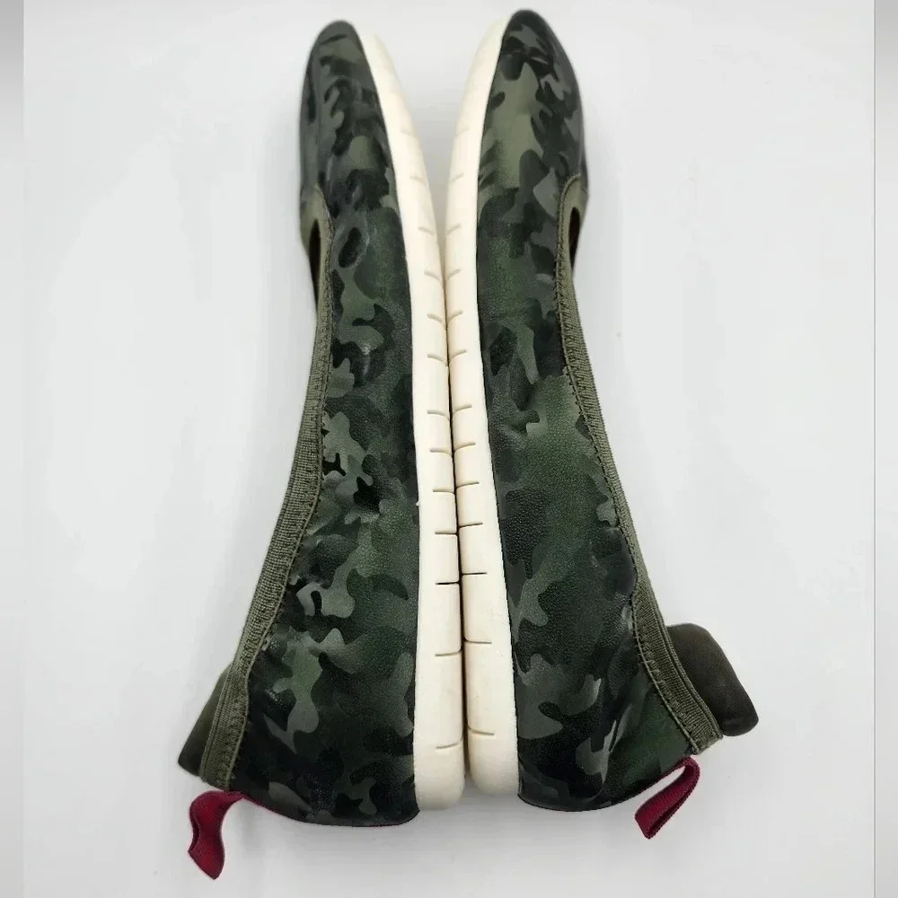 LifeStride Women's Devoted Green Camo Slip-on Ballet Flats Comfort Casual